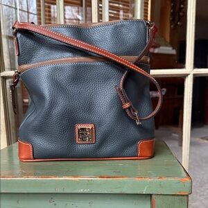 Dooney & Bourke Black and Tan Pebbled Leather Bag